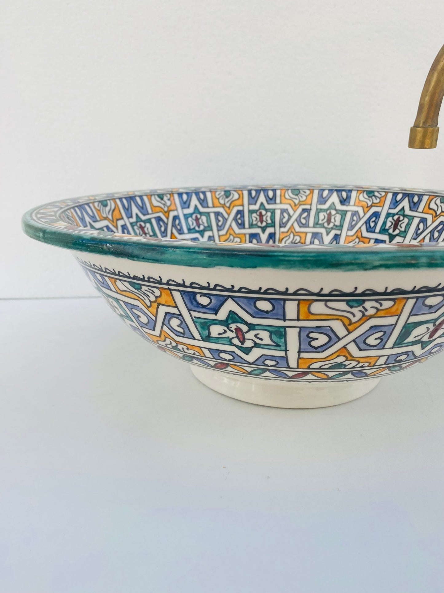 Rustic Bathroom vessel sink - washbasin made from ceramic 100% handmade colorful - ceramic basin decor built with mid century modern Flair