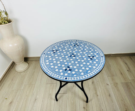 Azure Blossom Mosaic Table