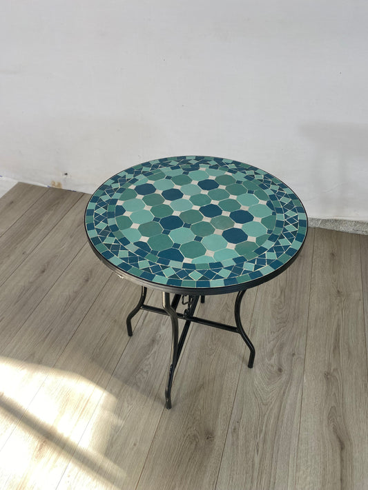 Mosaic Table – Emerald Green & Deep Teal Elegance