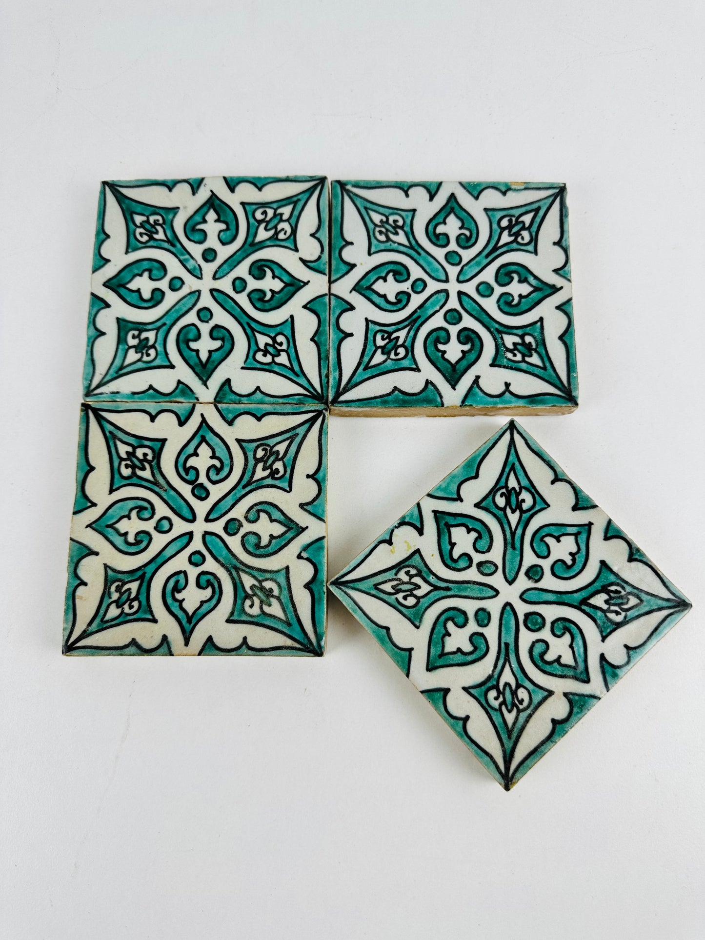 Hand-Painted Moroccan Emerald Elegance Tile