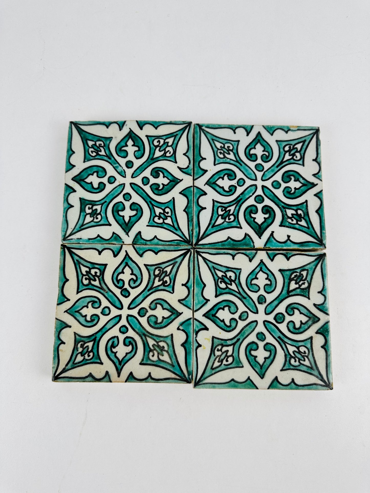 Hand-Painted Moroccan Emerald Elegance Tile