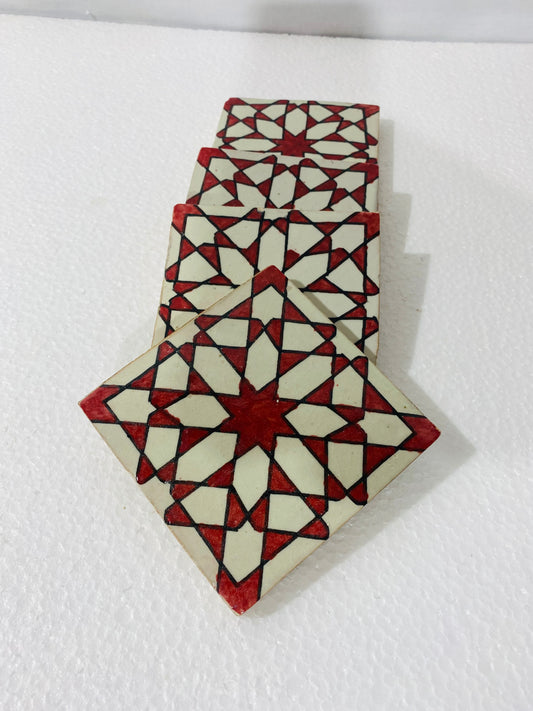 Crimson Star Moroccan Zellige Tiles