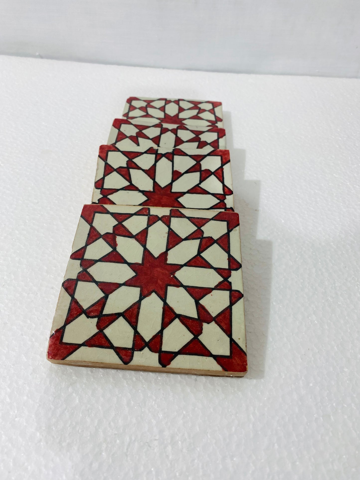 Crimson Star Moroccan Zellige Tiles