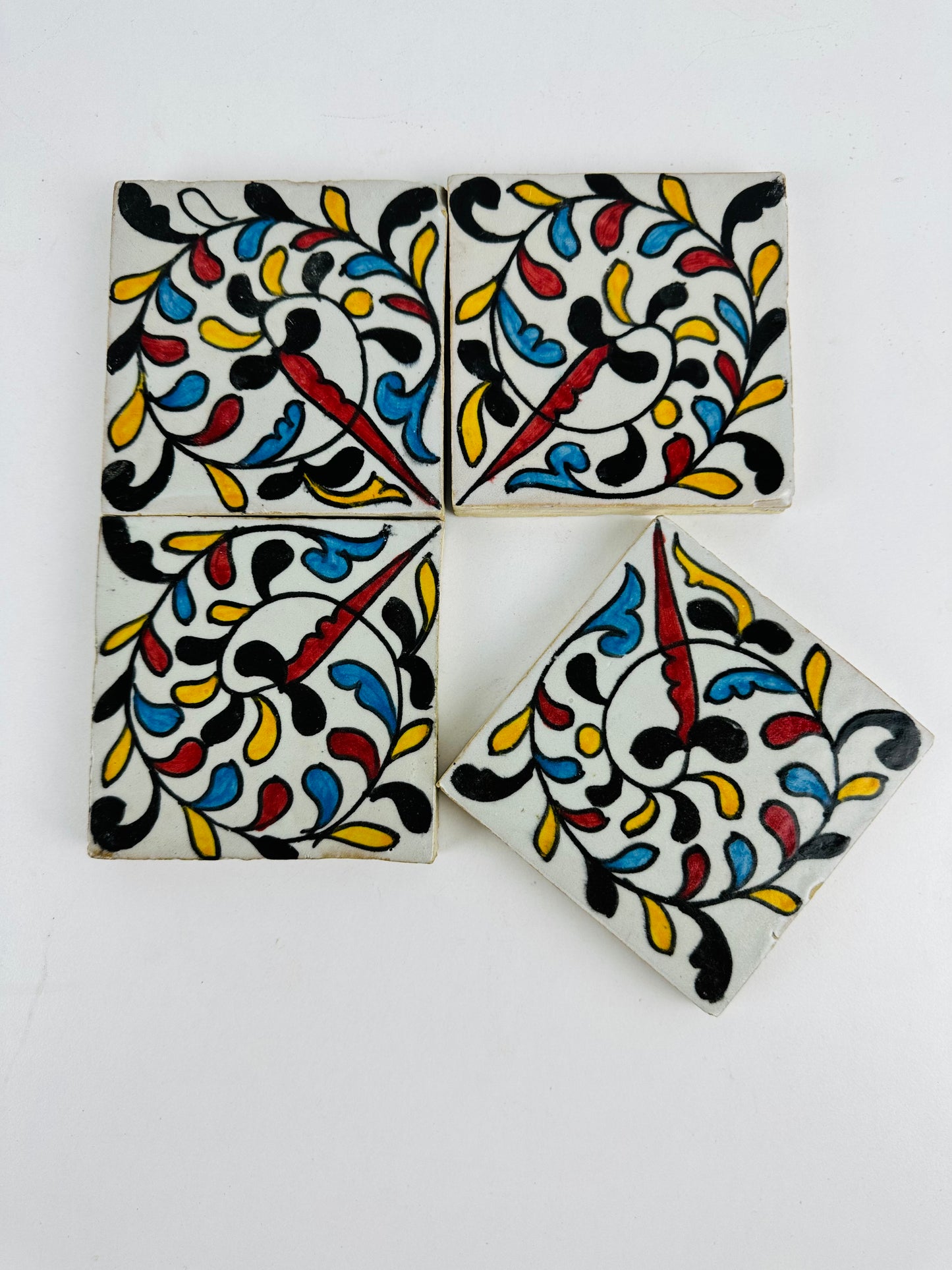 Hand-Painted Moroccan Swirl Vine Tile