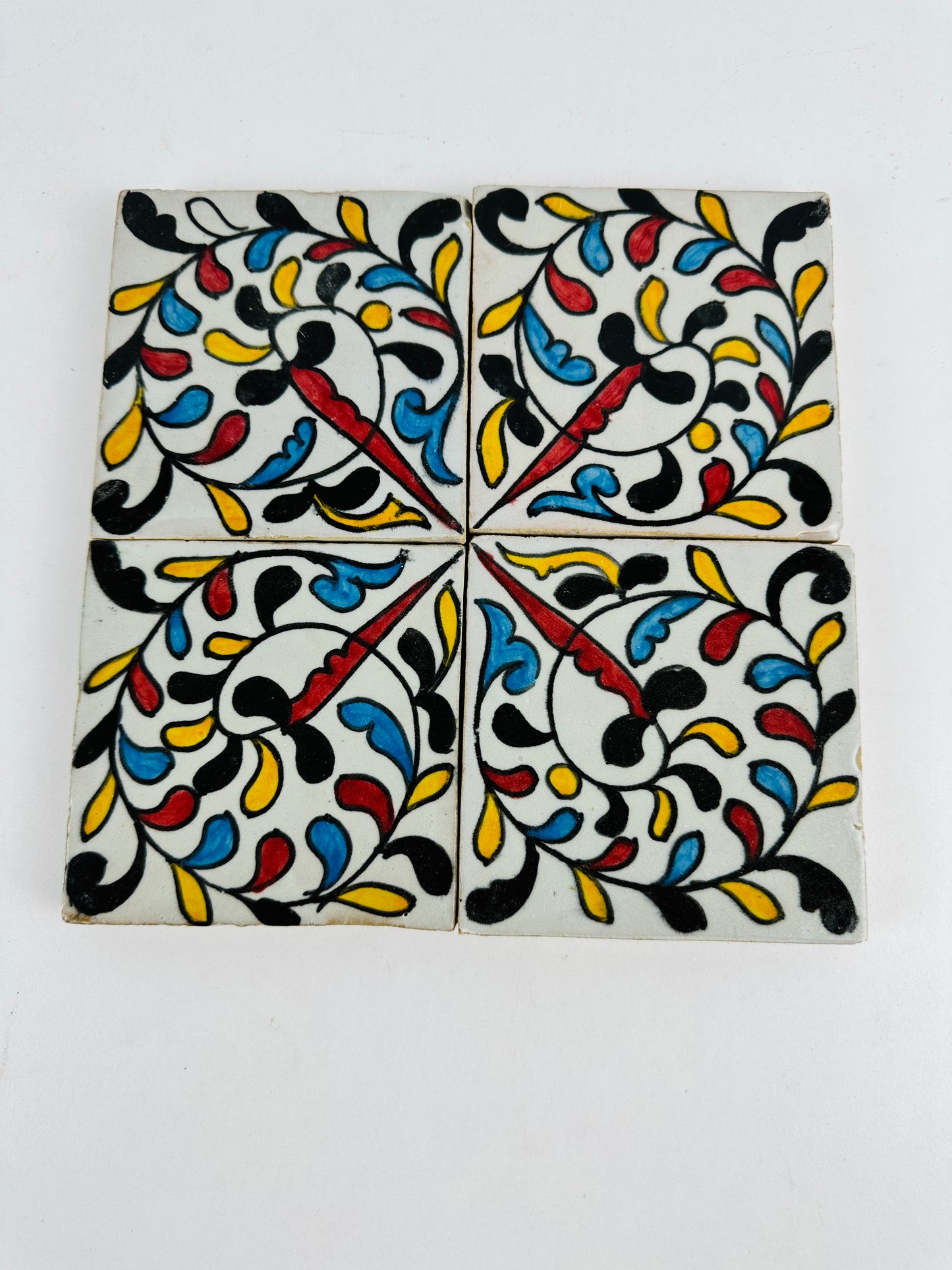 Hand-Painted Moroccan Swirl Vine Tile