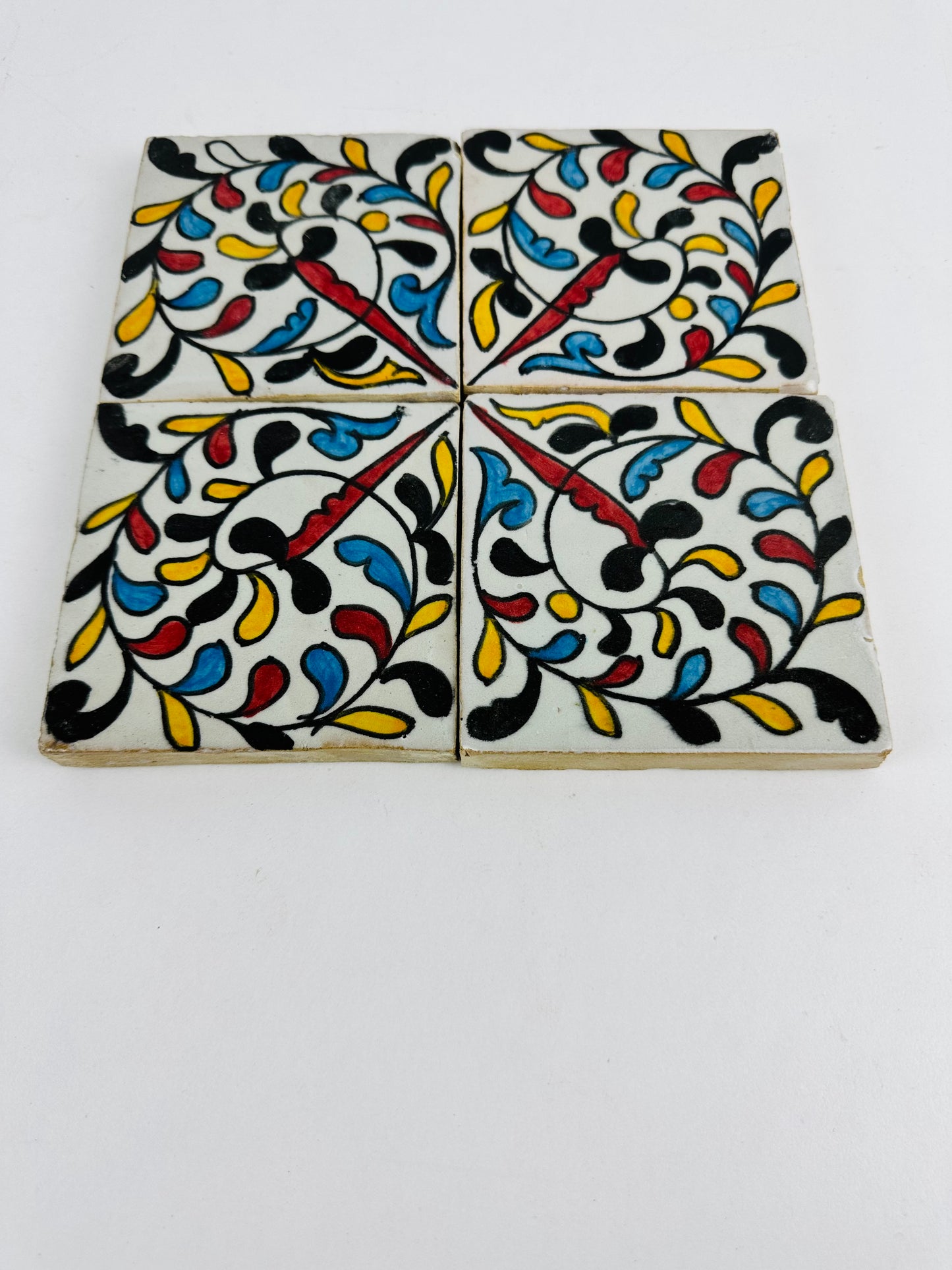 Hand-Painted Moroccan Swirl Vine Tile