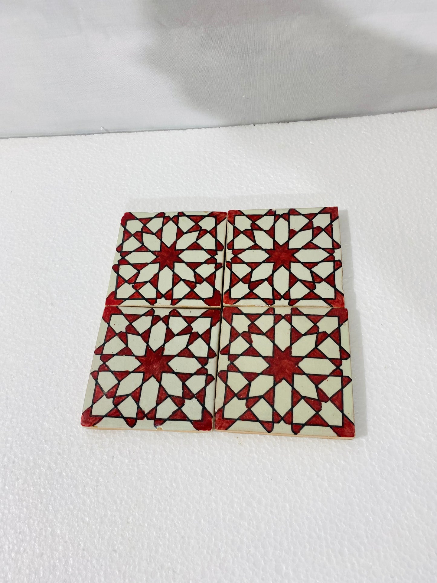 Crimson Star Moroccan Zellige Tiles