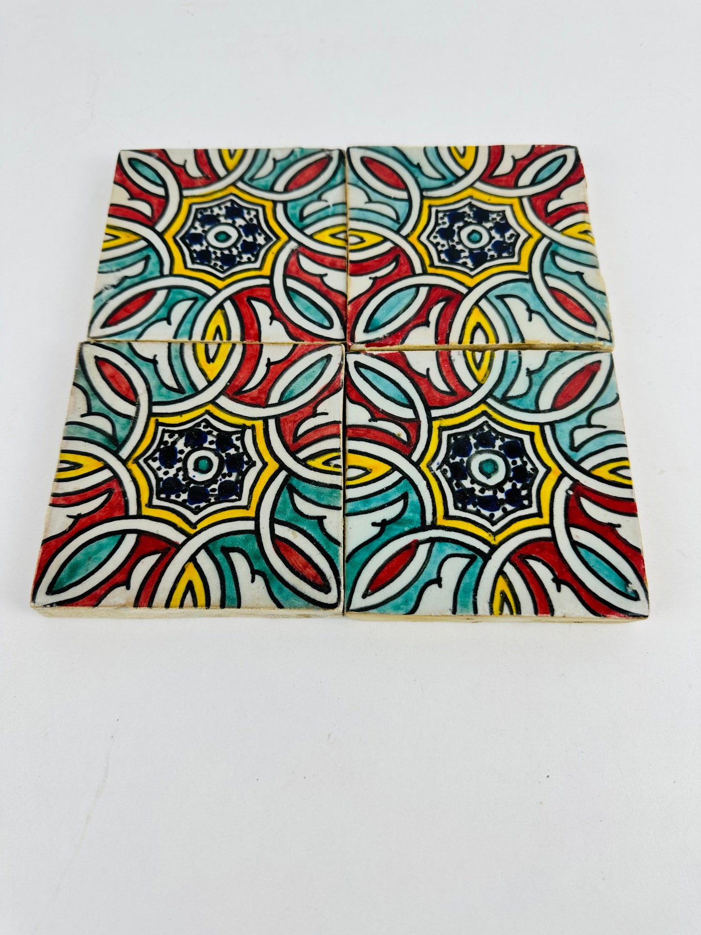 Hand-Painted Moroccan Starburst Tile