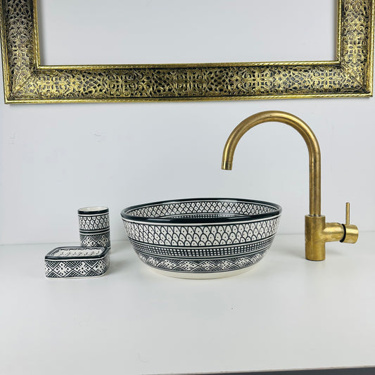 Harmonious Design: Black and White Ceramic Sink with Artisanal Touches