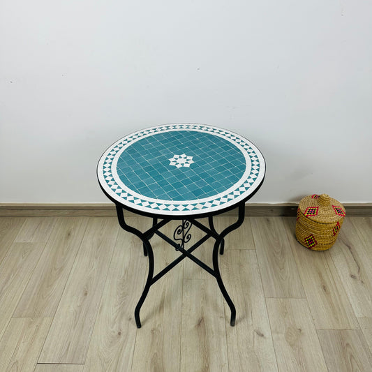 Turquoise and white table