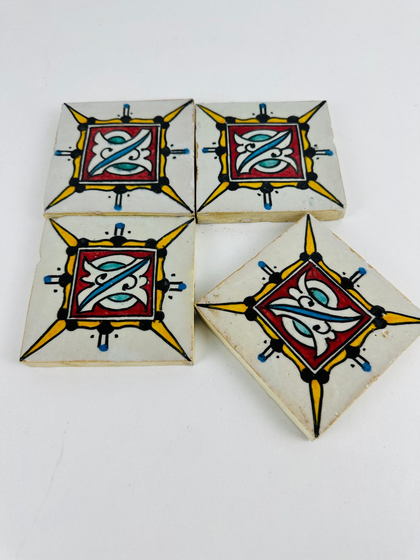 Hand-Painted Moroccan Royal Emblem Tile