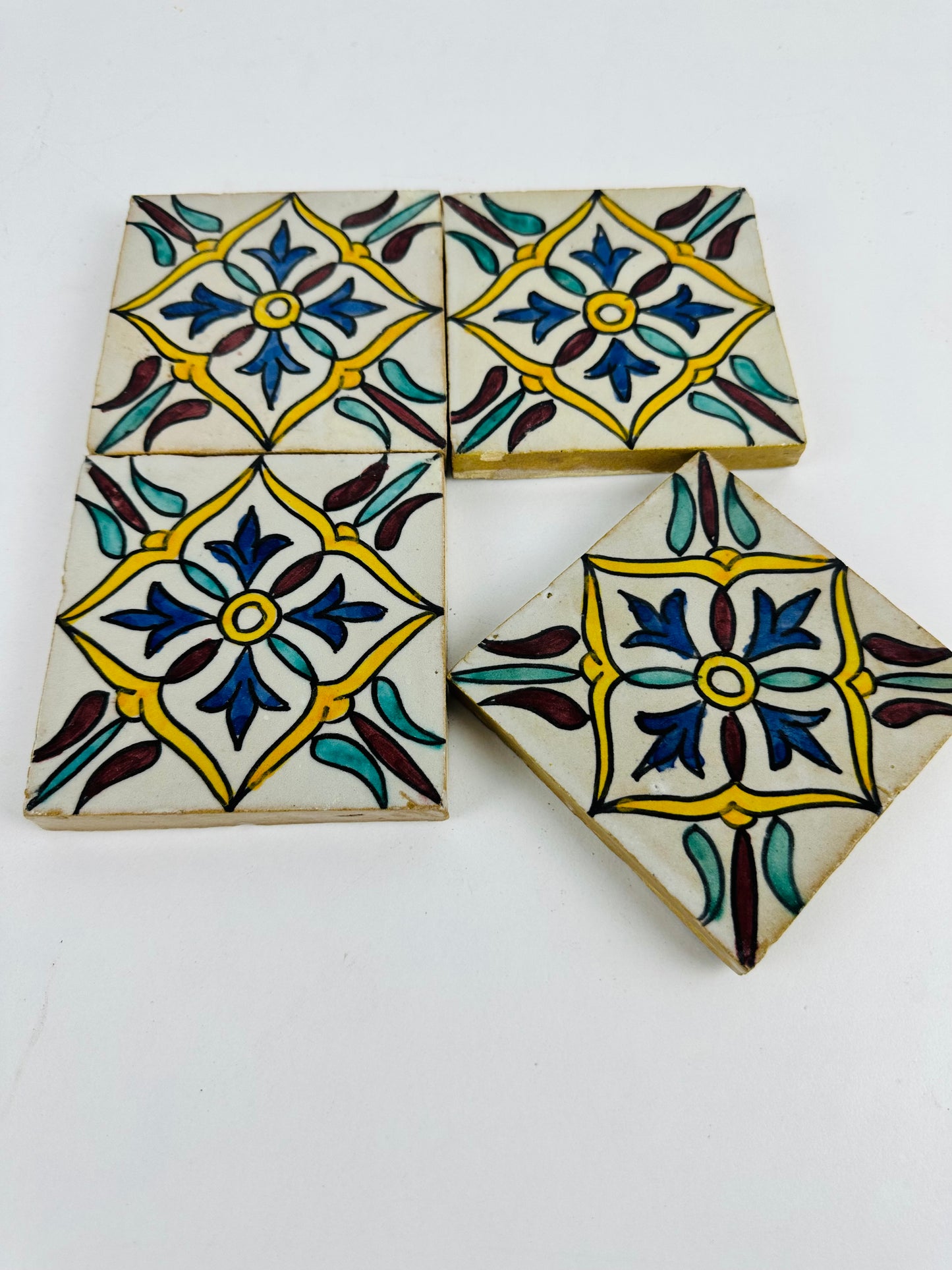 Hand-Painted Moroccan Floral Jewel Tile