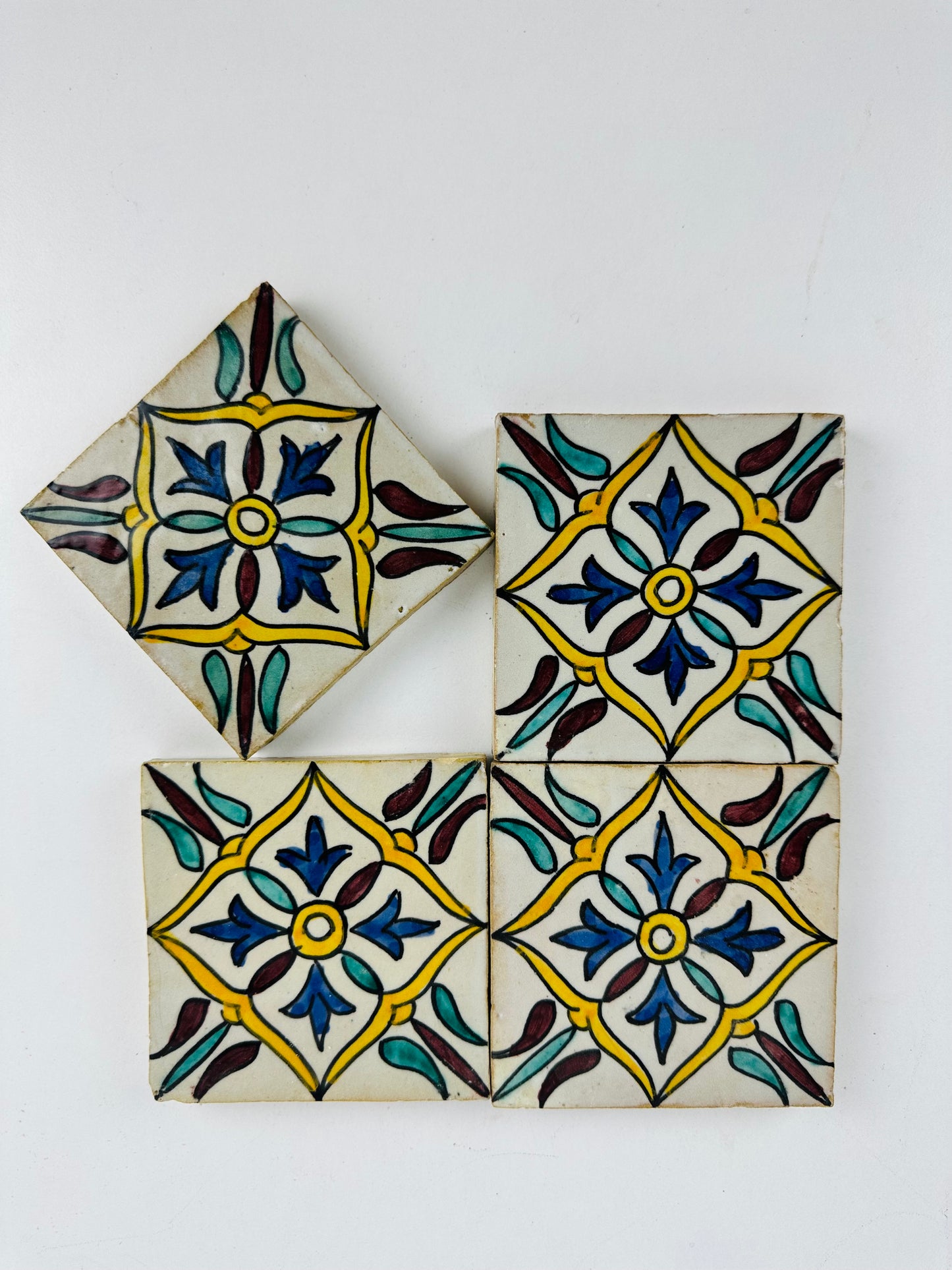 Hand-Painted Moroccan Floral Jewel Tile