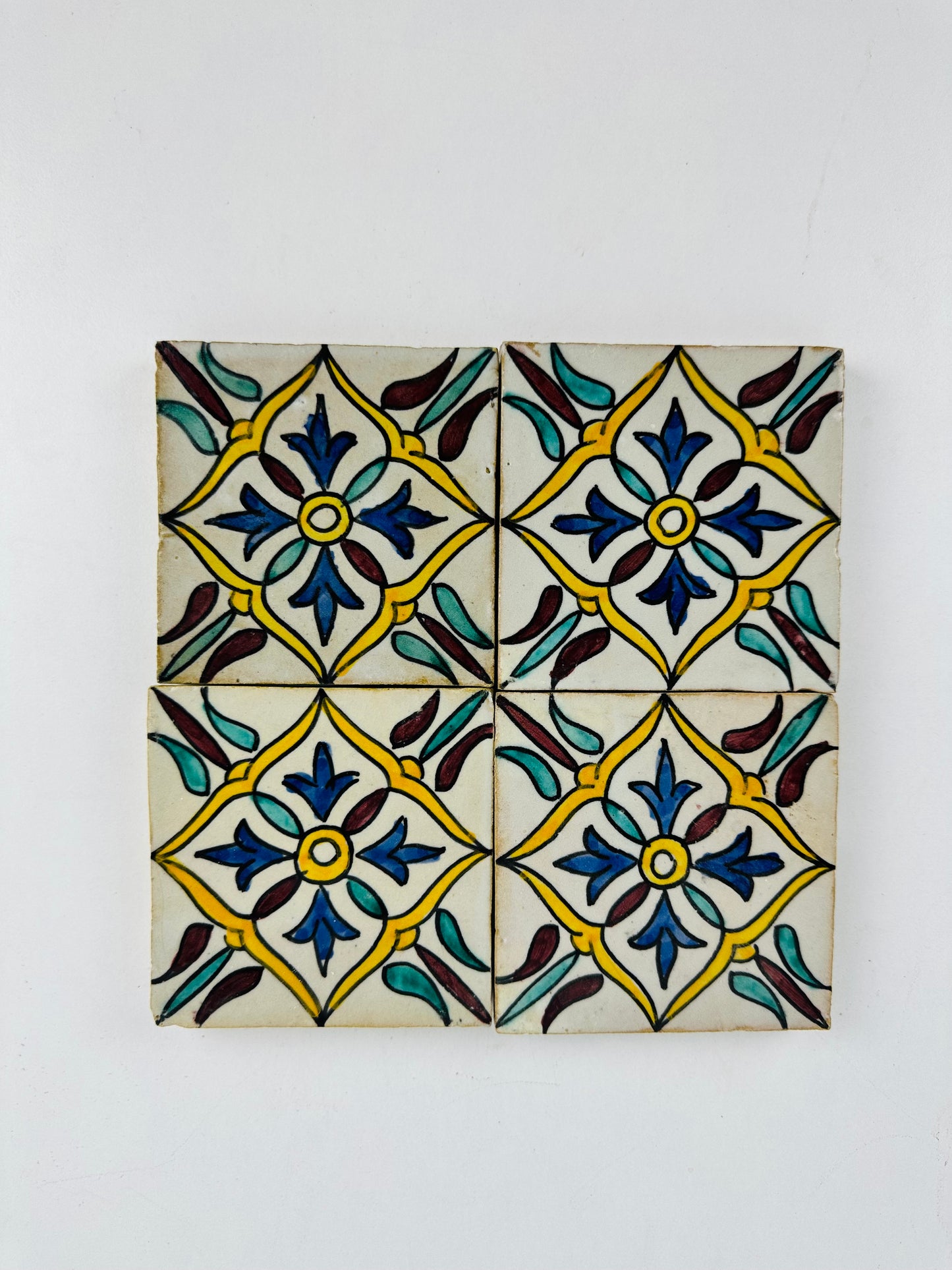 Hand-Painted Moroccan Floral Jewel Tile