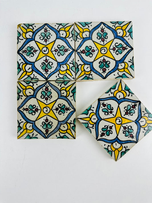 Hand-Painted Moroccan Star Blossom Tile