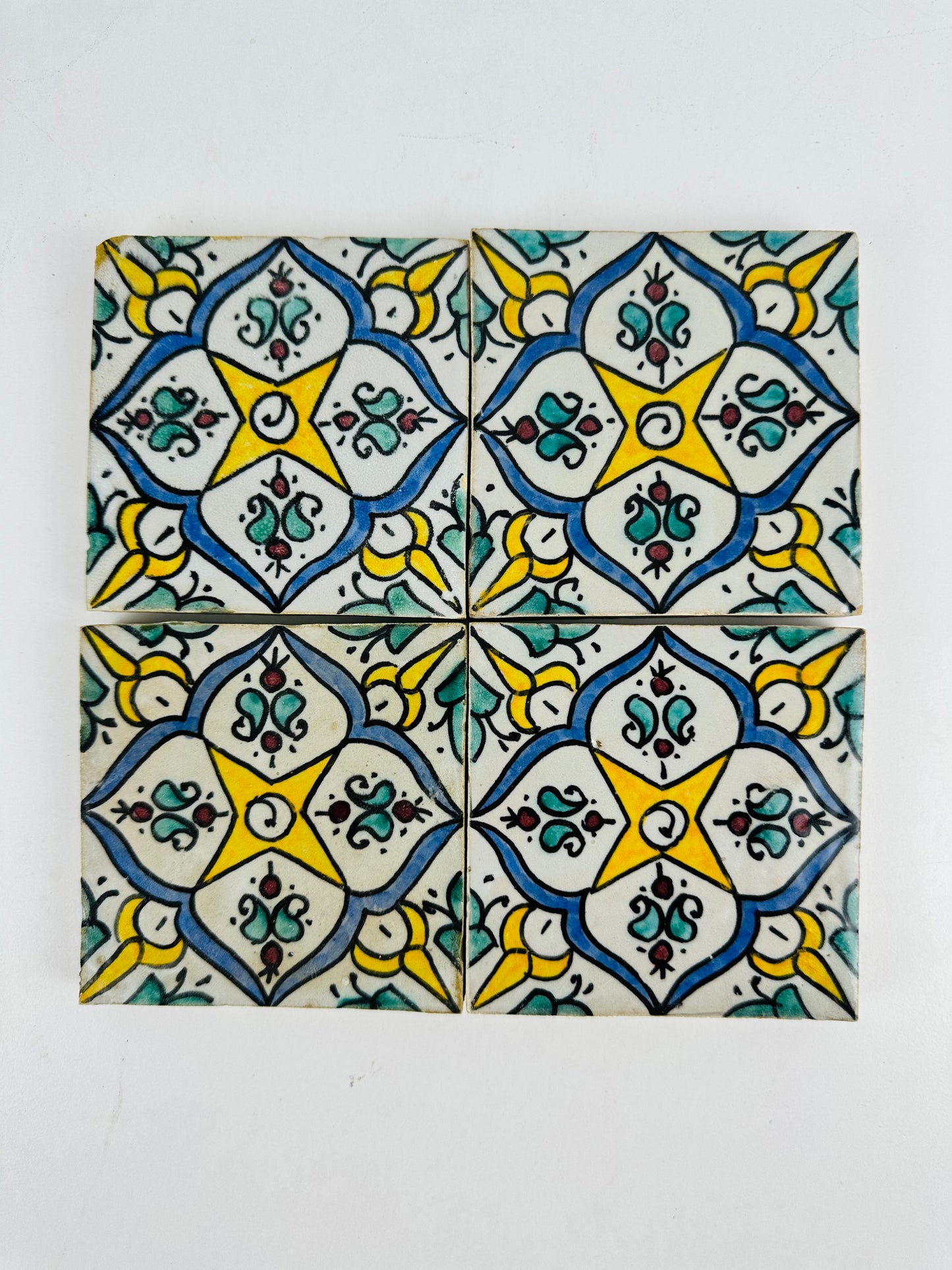 Hand-Painted Moroccan Star Blossom Tile