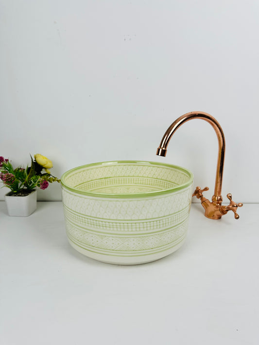 Pistachio Dream: Handcrafted Ceramic Sink in Pistachio Green Hue