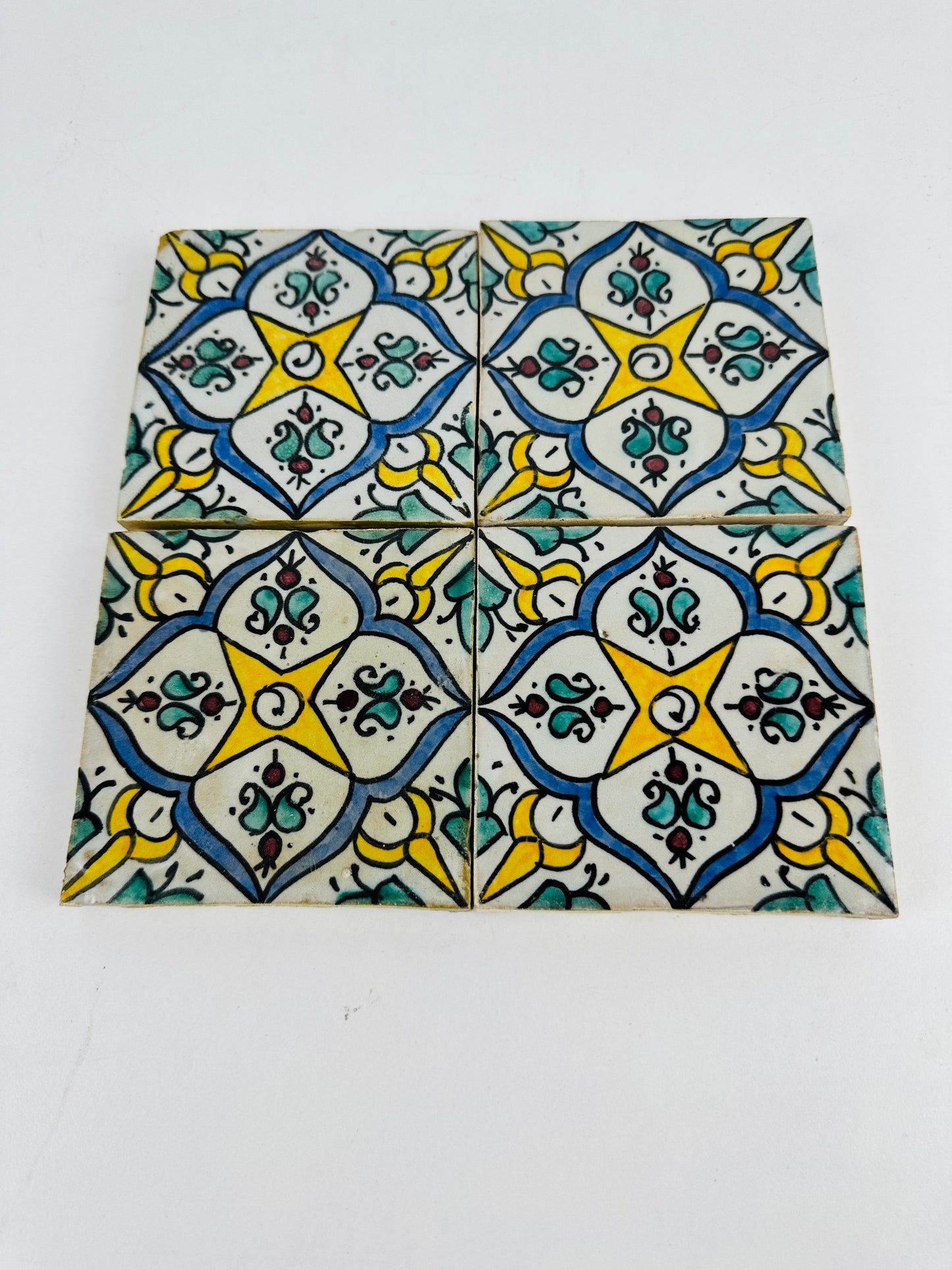 Hand-Painted Moroccan Star Blossom Tile