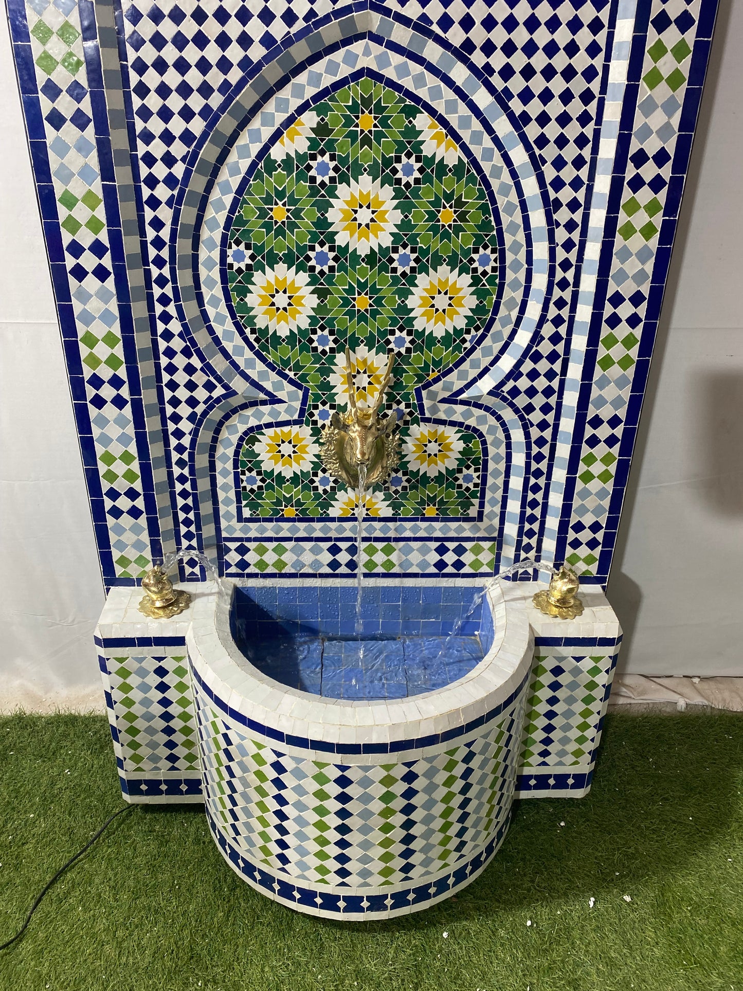 Tiered water Mosaic Fountain for Outdoor and Indoor, Mid Century Fountain water inside, Moroccan Mosaic Fountain