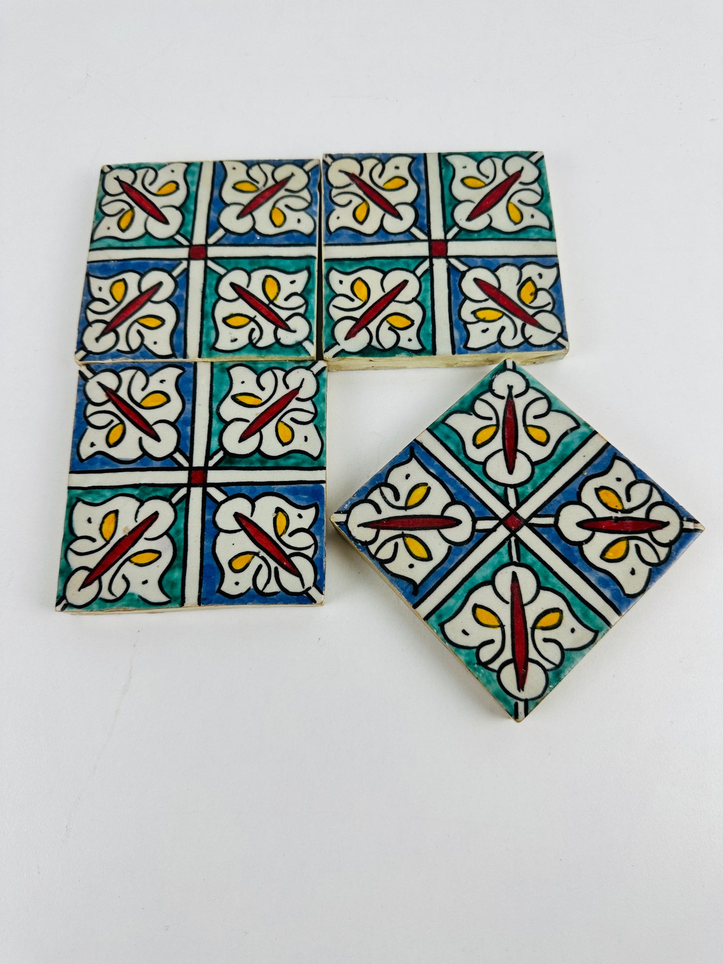 Hand-Painted Moroccan Geometric Tile