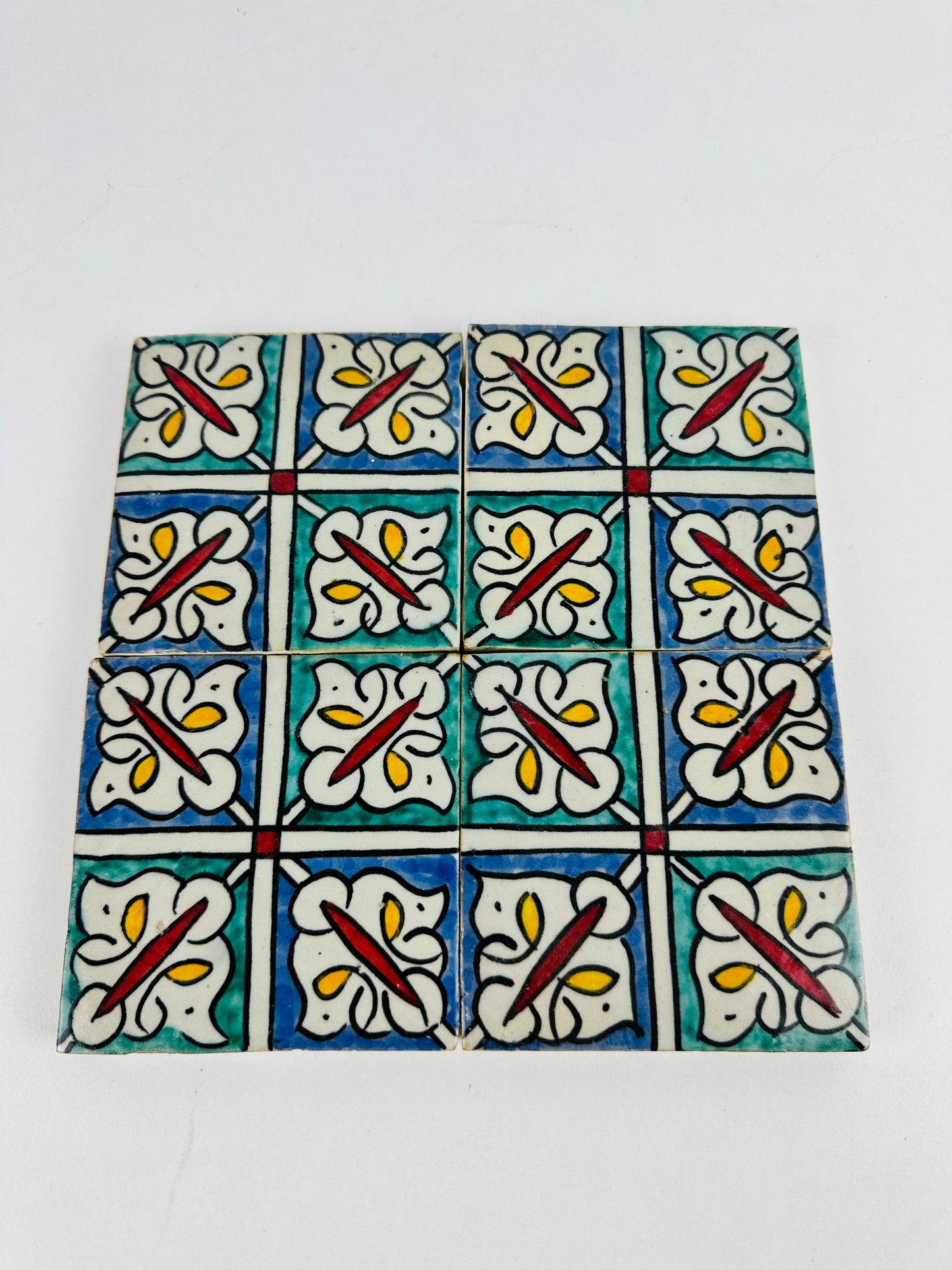 Hand-Painted Moroccan Geometric Tile