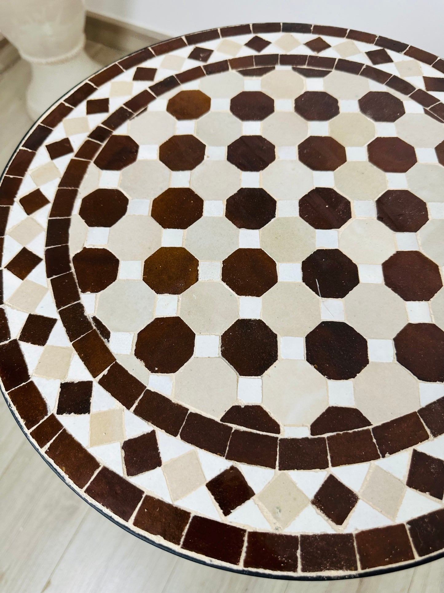 Classic Brown & White Moroccan Mosaic Table