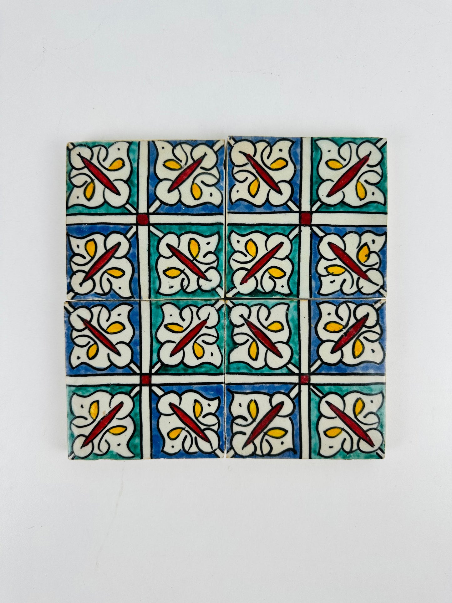 Hand-Painted Moroccan Geometric Tile