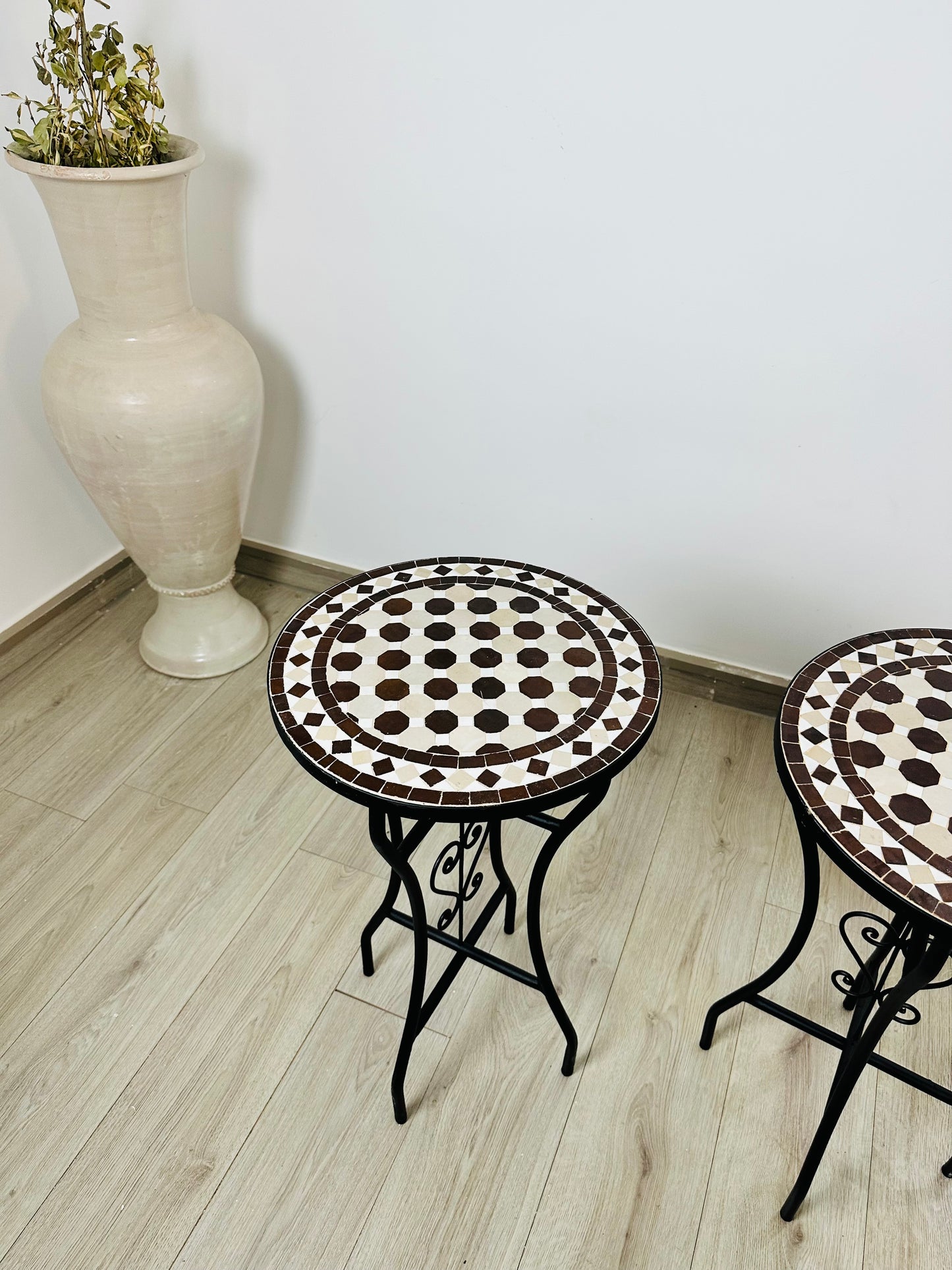 Classic Brown & White Moroccan Mosaic Table