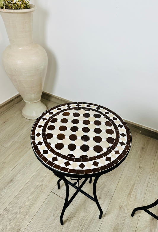 Classic Brown & White Moroccan Mosaic Table