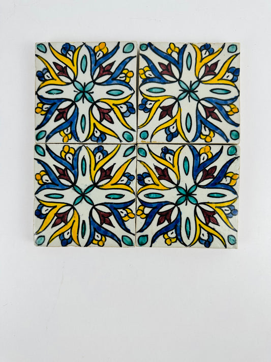 Hand-Painted Moroccan Floral Elegance Tile