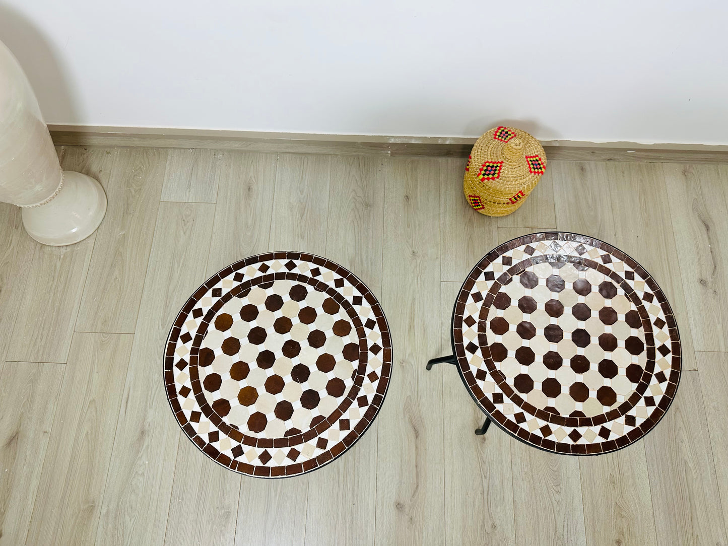 Classic Brown & White Moroccan Mosaic Table