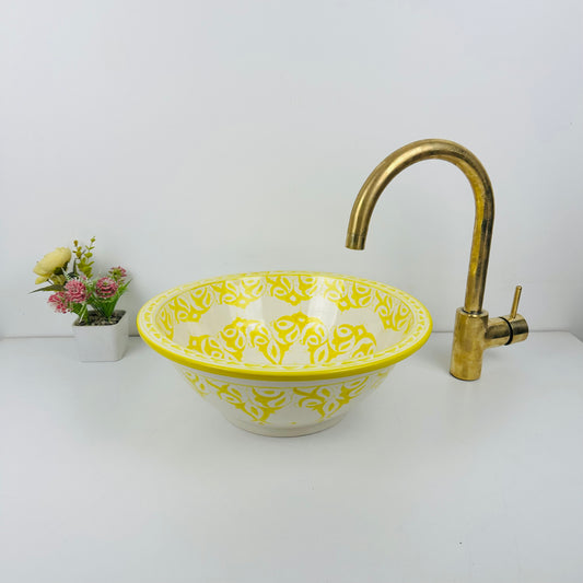 Luminous Glow: Handcrafted Ceramic Sink in Highlighter Yellow