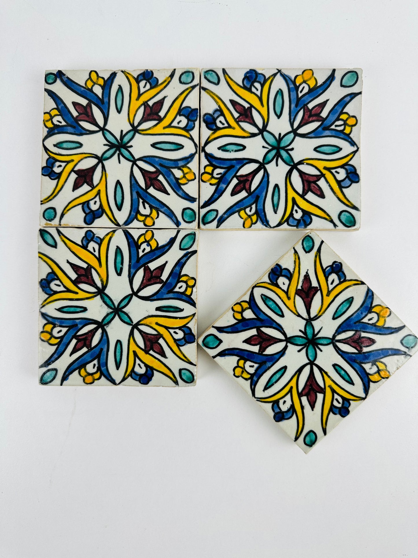 Hand-Painted Moroccan Floral Elegance Tile