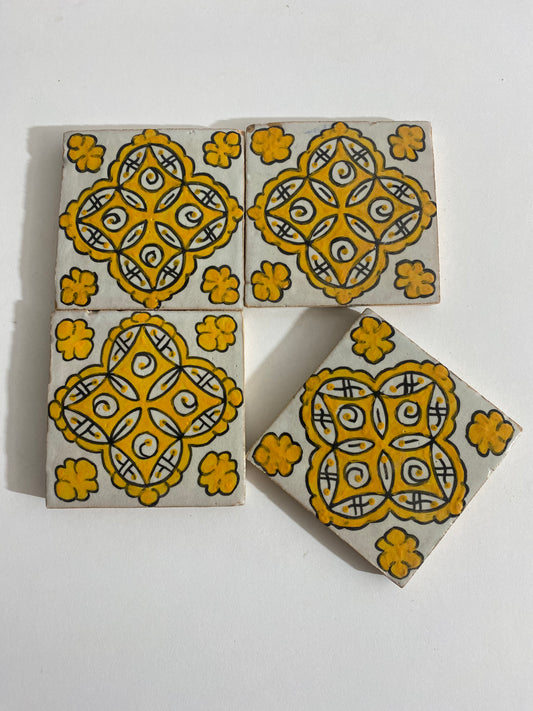 Yellow Ceramic tiles Hand painted tiles 4"x4" 100% for Bathroom Remodeling and kitchen Projects works wall and ground