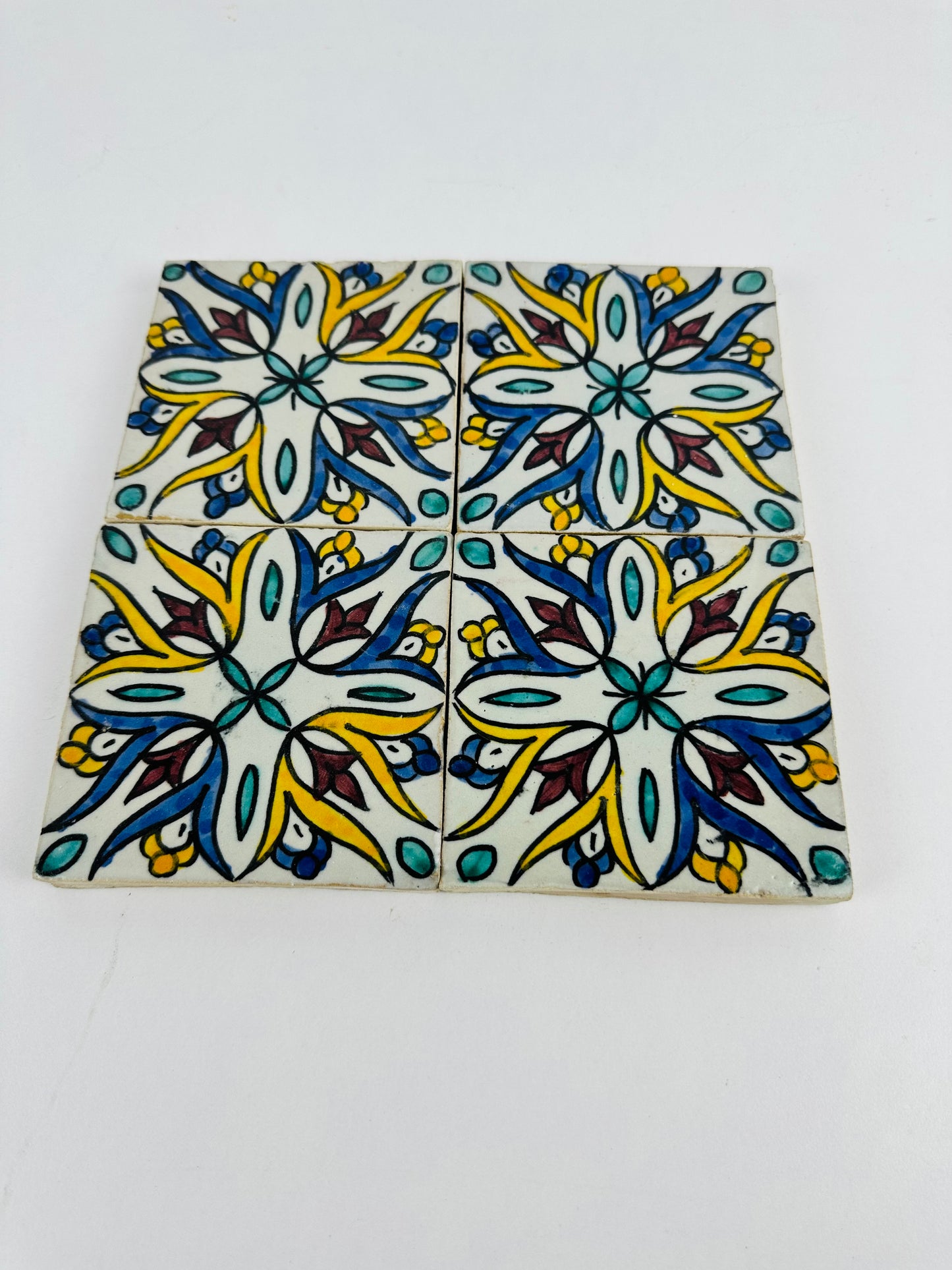 Hand-Painted Moroccan Floral Elegance Tile