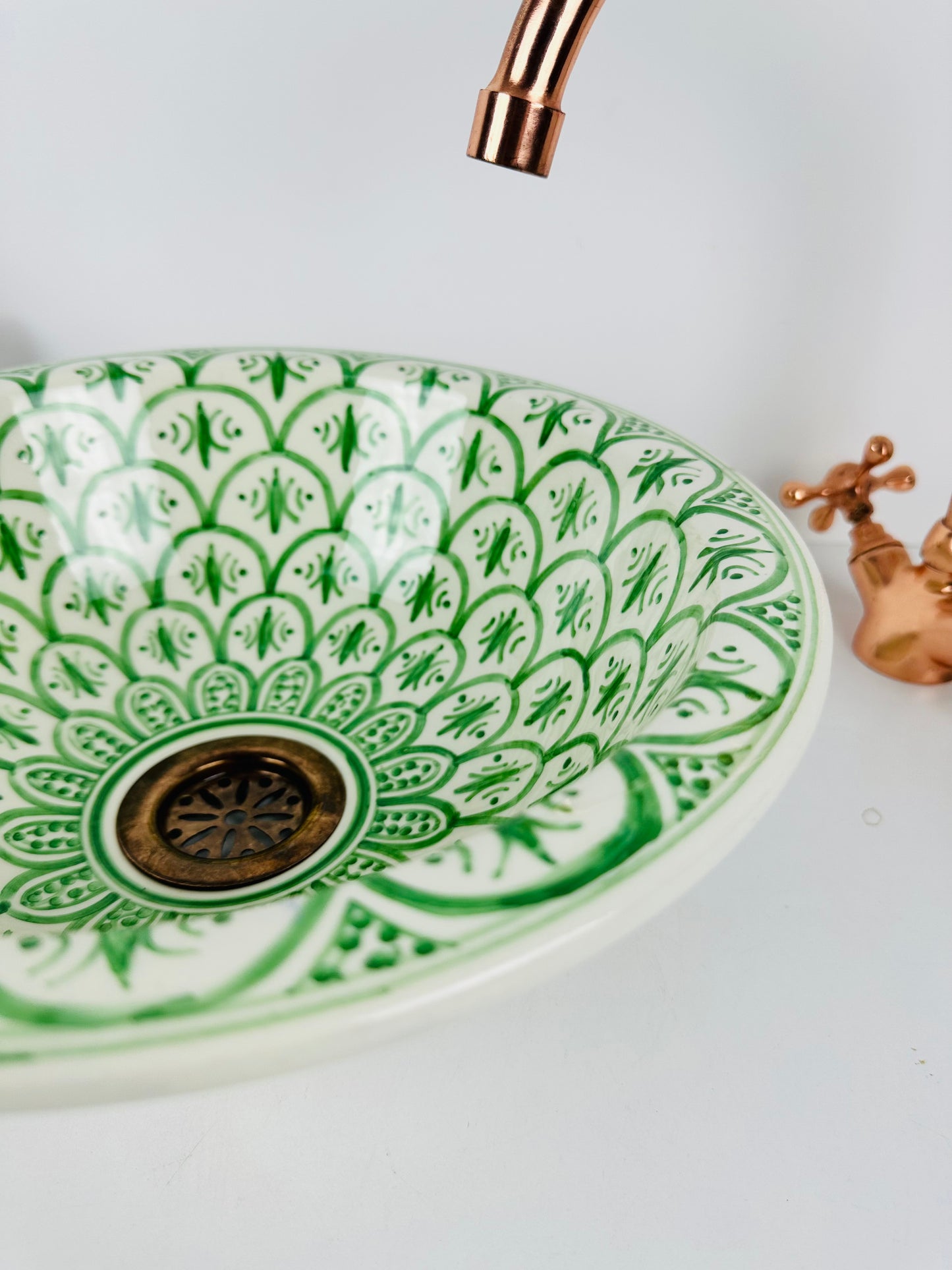 Pastel Meadow: Handcrafted Ceramic Sink in Light Green Shade