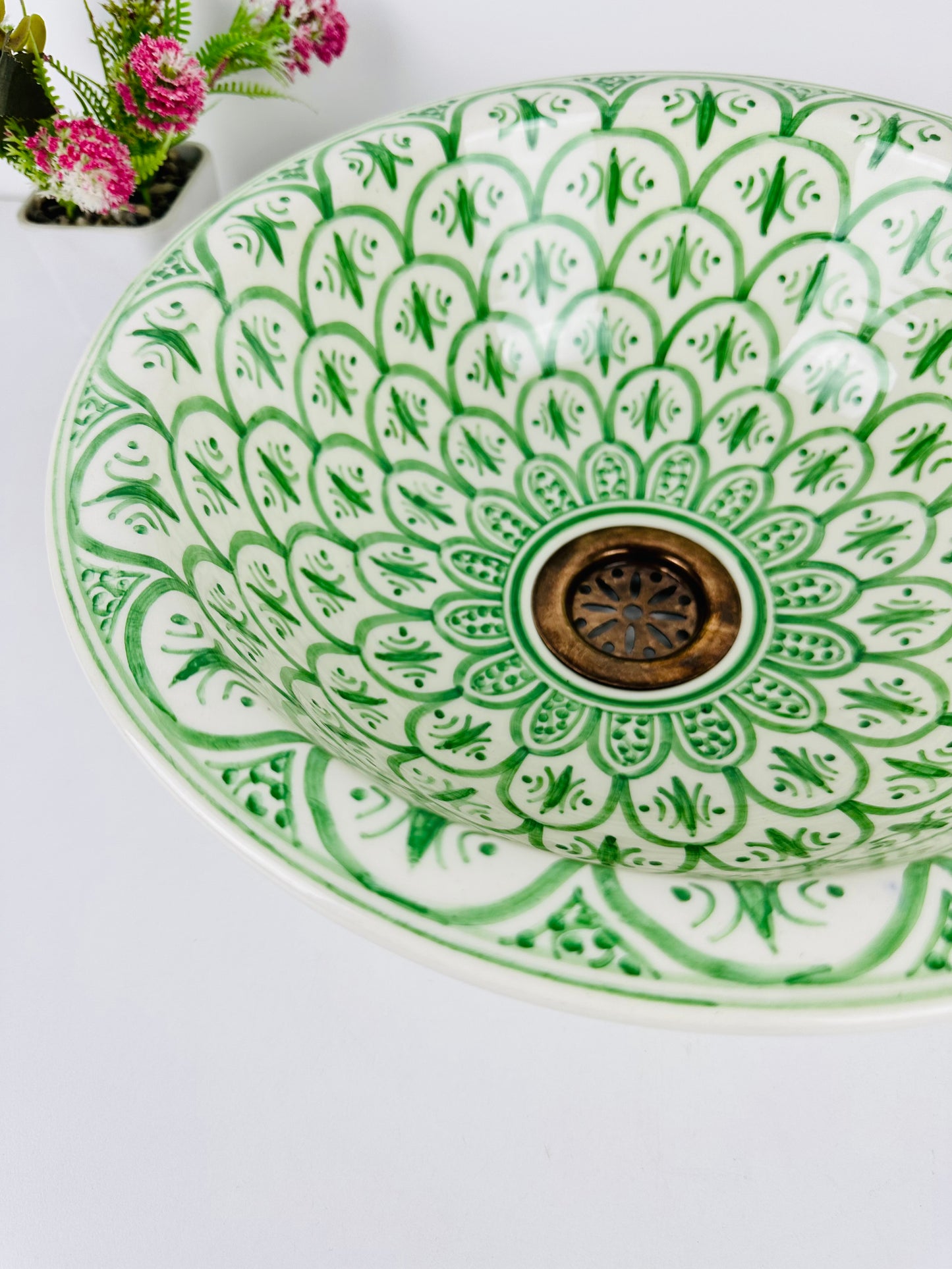 Pastel Meadow: Handcrafted Ceramic Sink in Light Green Shade