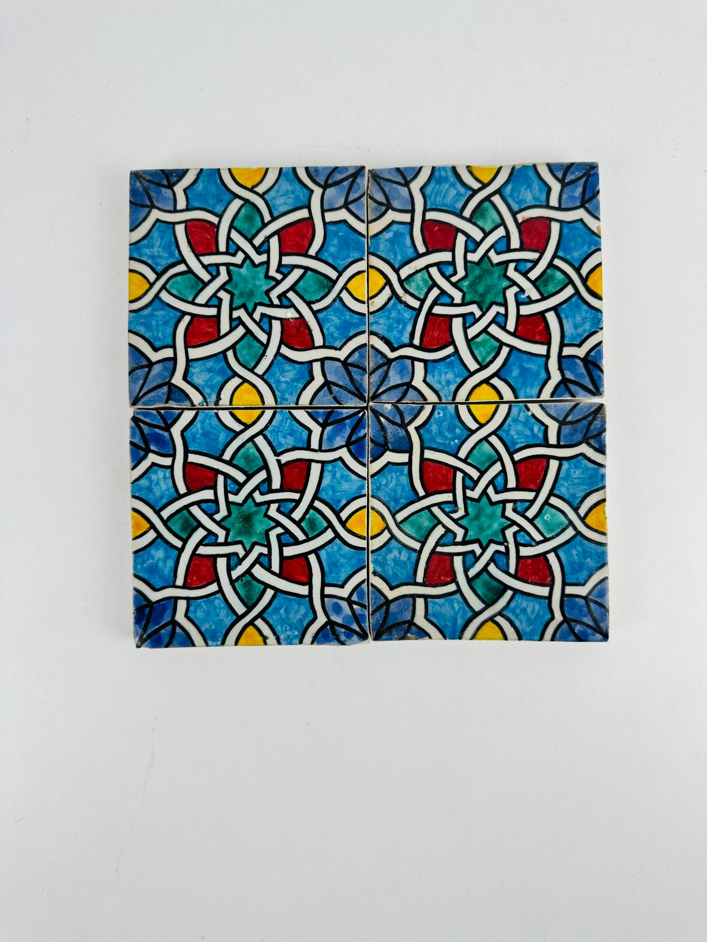 Hand-Painted Moroccan Geometric Interlace Tile