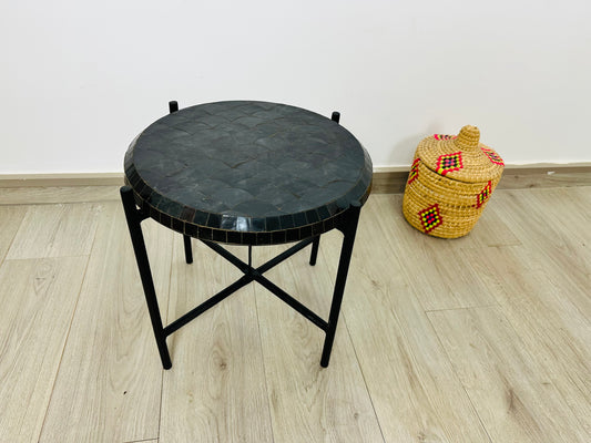 Noir Elegance Mosaic Side Table