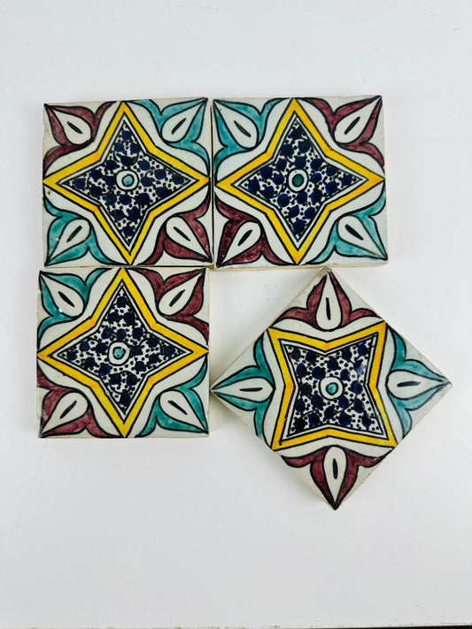 Hand-Painted Moroccan Starburst Tile