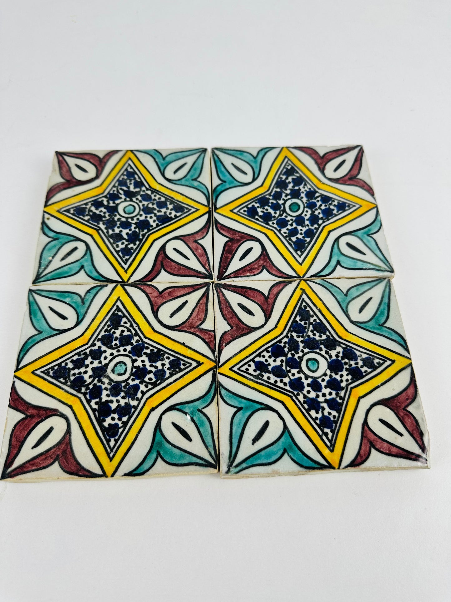 Hand-Painted Moroccan Starburst Tile