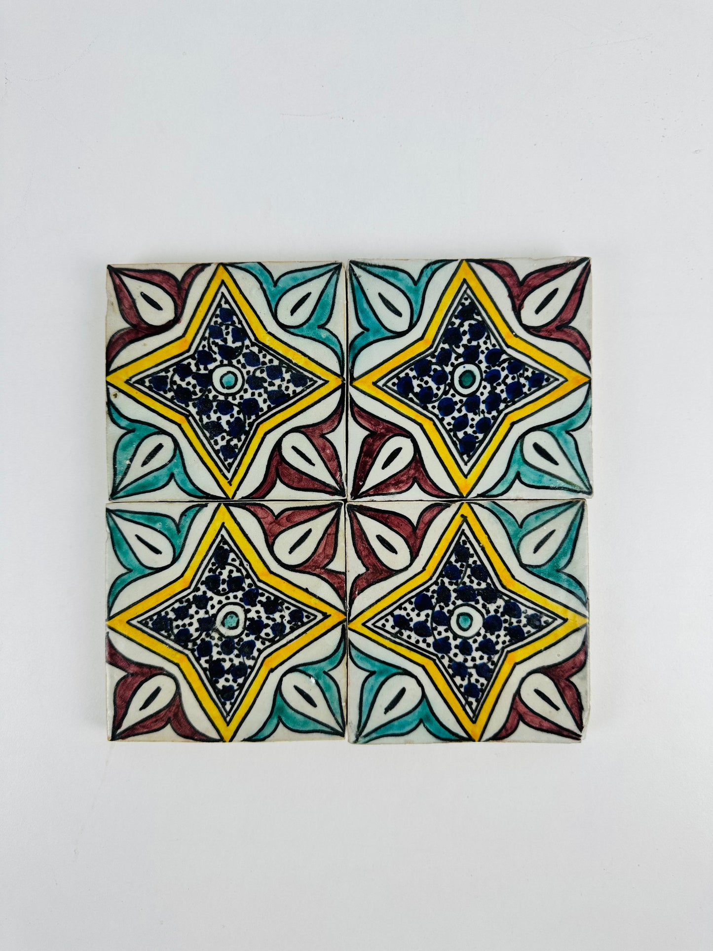 Hand-Painted Moroccan Starburst Tile