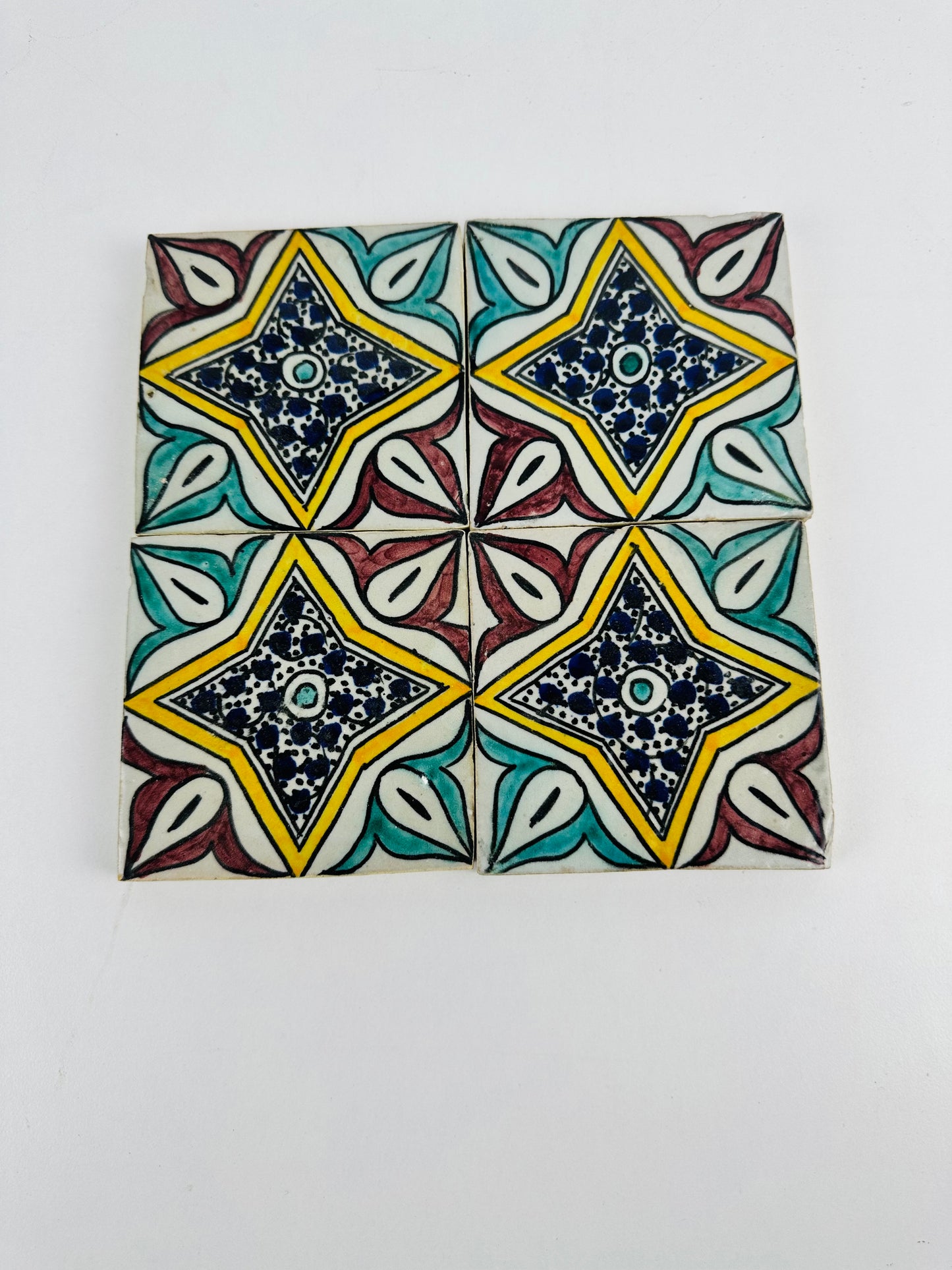 Hand-Painted Moroccan Starburst Tile