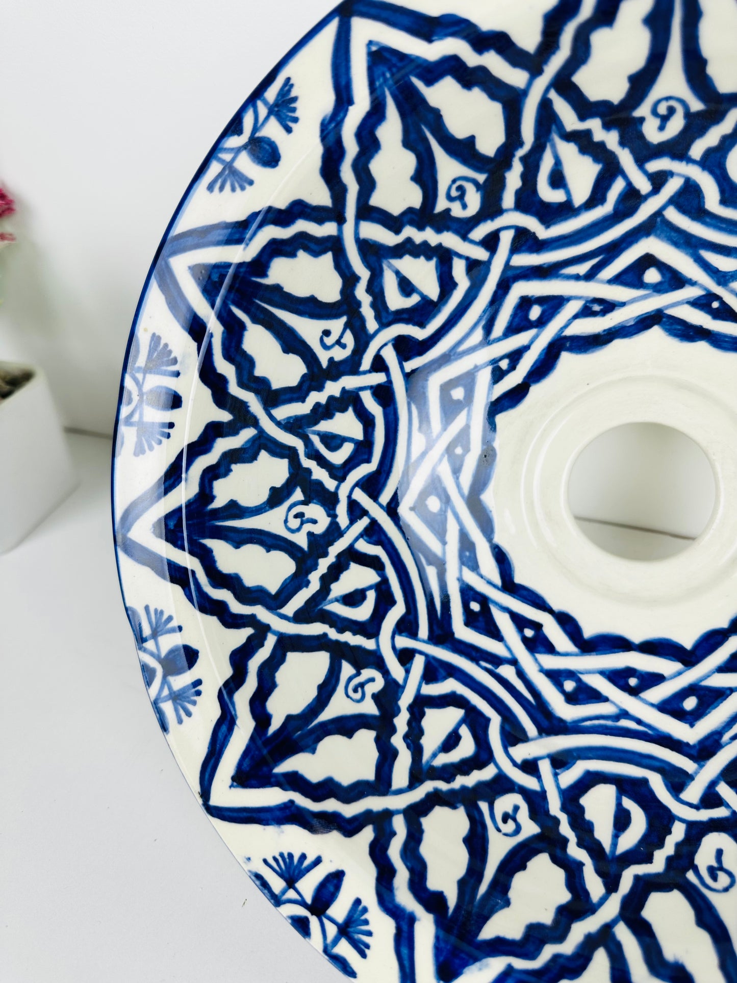 Blue Medina: Handcrafted Ceramic Sink with Moroccan Blue Design