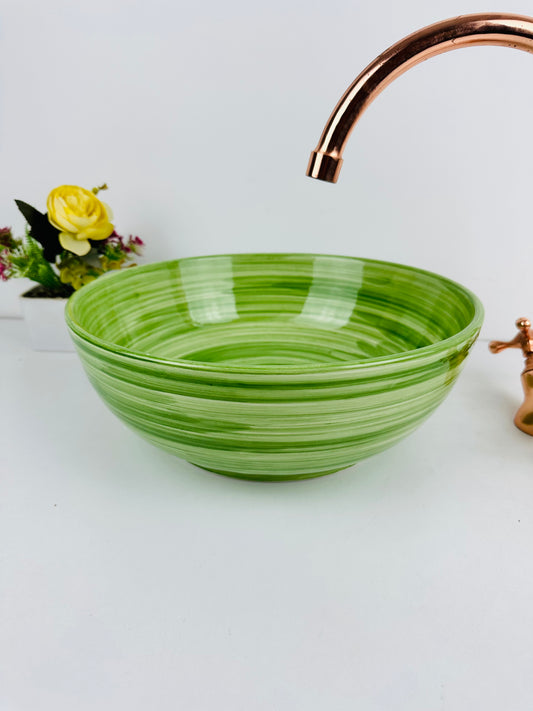 Pistachio Bliss: Handcrafted Ceramic Sink in a vibrant Pistachio Color