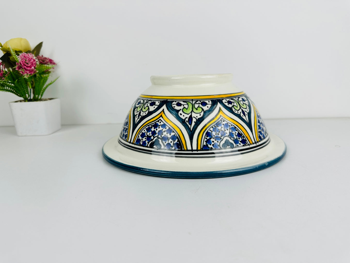 Moroccan Mirage: Handcrafted Ceramic Sink with Vibrant Moroccan-Inspired Colors