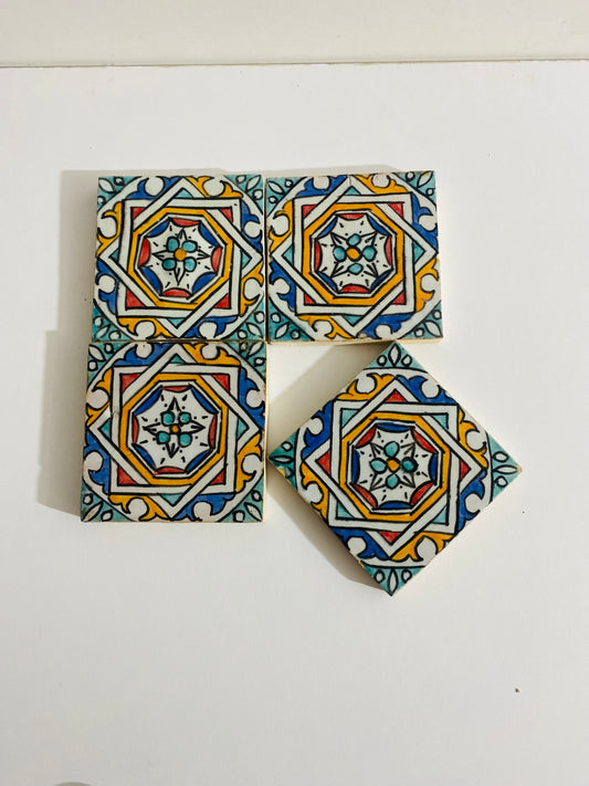 Hand-Painted Moroccan Geometric Harmony Tile