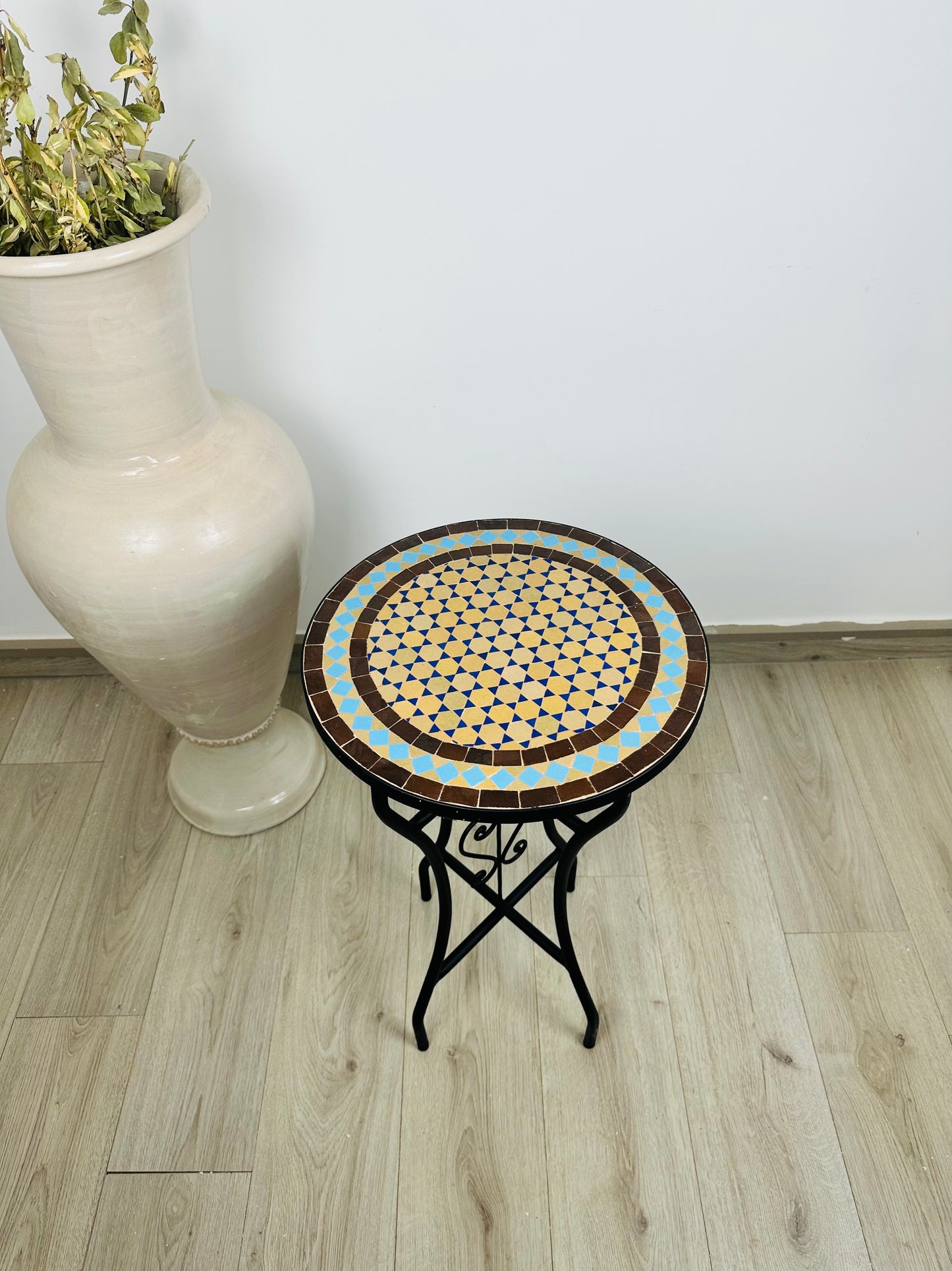 Handcrafted Mosaic Bistro Table in Earth & Sky Tones