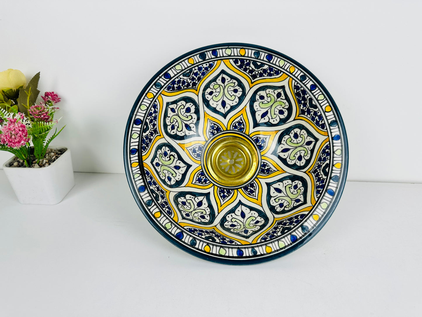 Moroccan Mirage: Handcrafted Ceramic Sink with Vibrant Moroccan-Inspired Colors
