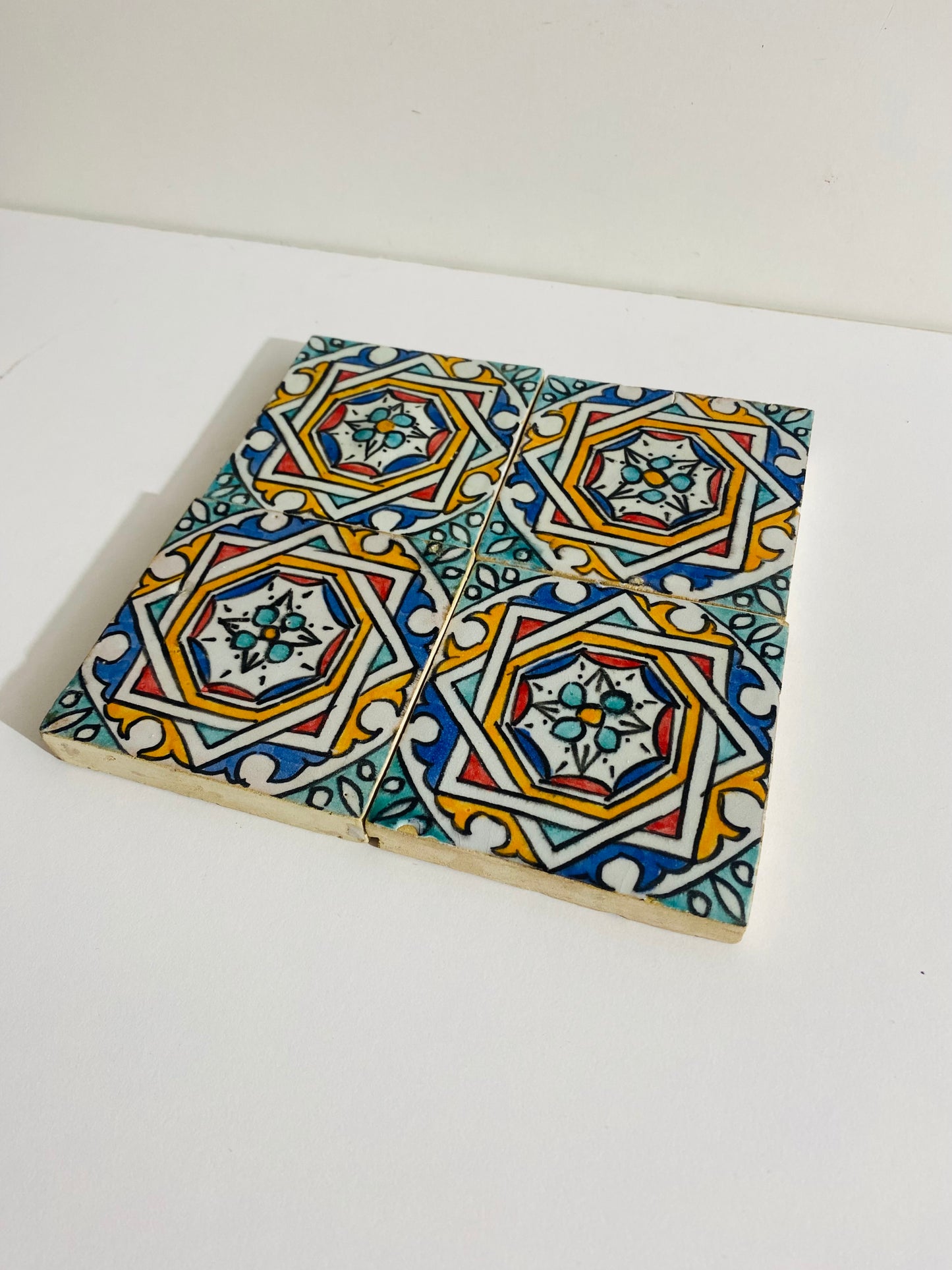 Hand-Painted Moroccan Geometric Harmony Tile